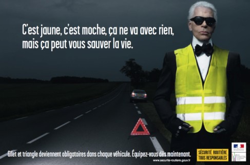 photo humour insolite Karl Lagerfeld défend le gilet jaune